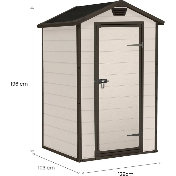 Dmora Gartenhaus Cranbrook, Gartenhütte, Gartenhaus, Werkzeugschuppen, 129x103 h196 cm, Beige – Bild 3