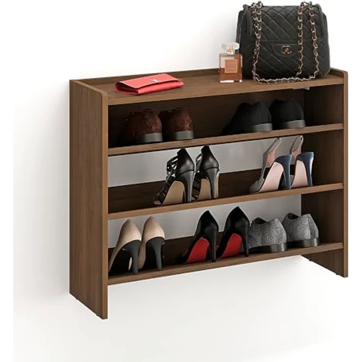 KOMTO Schuhregal Elexis 3 Schmal - Schuhablage Flur mit 3 Ebenen Offener Schuhschrank, Schuh Organizer Platzsparend 80 x 25 x 60 cm – Bild 2