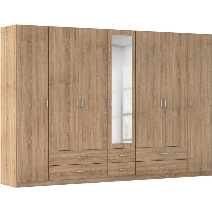 rauch Kleiderschrank Schrank Garderobe Mehrzweckschrank Schlafzimmer Ankleide Möbel GAMMA (in 3 Ausstattungen BASIC/CLASSIC/PREMIUM (inkl. SOFT-CLOSE-Funktion) Eiche Sonoma, 315 cm breit, 6 Schubladen MADE IN GERMANY – Bild 1