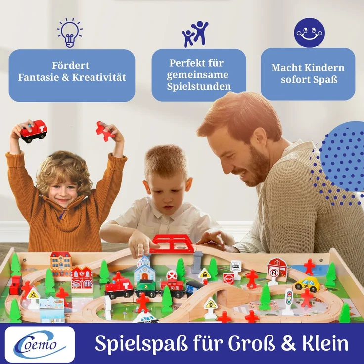 Coemo Spieltisch mit Holzeisenbahn Natur – Bild 4