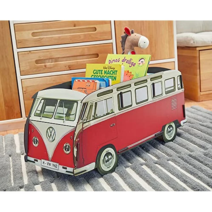 Werkhaus - Bücherbus VW Bulli Rot/Weiß, Bücherregal Spielzeugbox Box – Bild 3