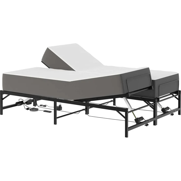 vidaXL Elektrisch verstellbares Bettgestell Schwarz 150 x 200 cm Stahl 3438622 – Bild 3