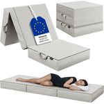 Bellamio 'Lomme' Klappmatratze 75x195 cm, 3-fach faltbar, Höhe 15 cm, Härtegrad H3, Gästematratze mit Tragegriffen, hellgrau, abnehmbarer Bezug