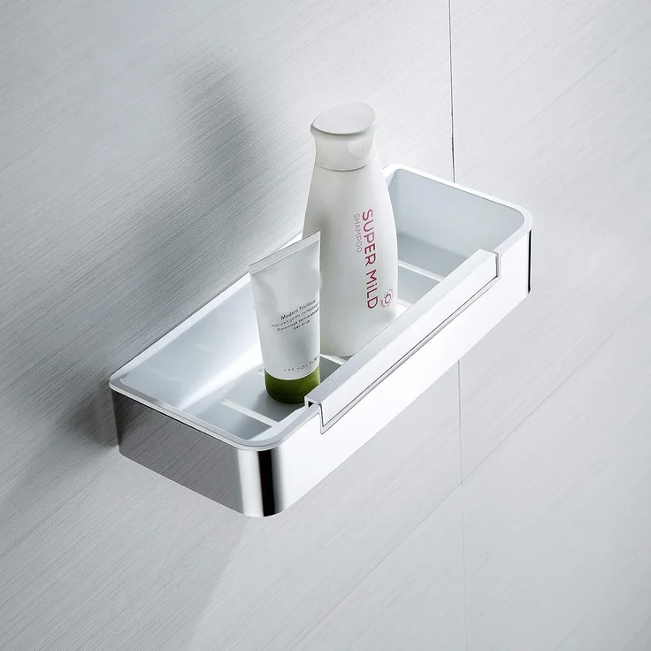 Bernstein Duschkorb DK619 (Badregal / Duschkorb / Duschregal / Ablage für die Dusche / Duschabstellfläche / mit Ablaufschlitz und Duschabzieher / mit Abzieher / Korb), Farbe wählbar / hochwertig / modernes Design / einfache Montage – Bild 2