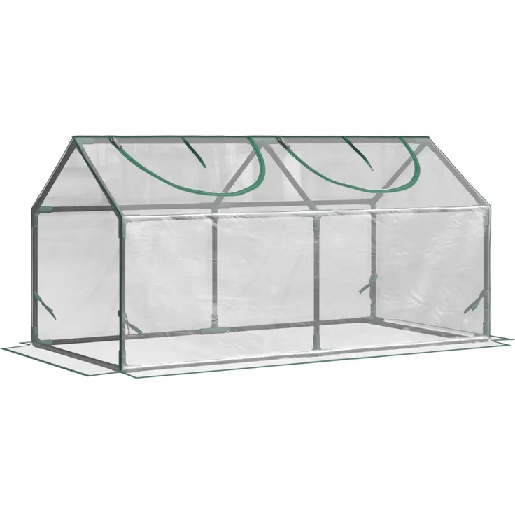 MELAYR, Gewächshaus mit Fernster, PE-Gitterfolie, Foliengewächshaus aus Stahl, 120 x 60 x 60 cm, Transparent