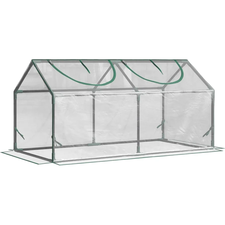 MELAYR, Gewächshaus mit Fernster, PE-Gitterfolie, Foliengewächshaus aus Stahl, 120 x 60 x 60 cm, Transparent – Bild 1