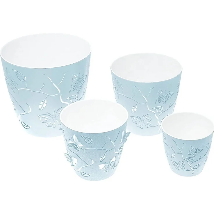 Lashuma Blumentopf Hell Blau (Set, 4 St), 3D Optik – Bild 3