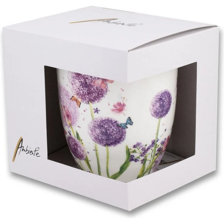 Ambiente Luxury Paper Products Tasse, Keramik, Tasse 10cm Porzellan mit Pusteblumen Motiv Weiß / Lila – Bild 2