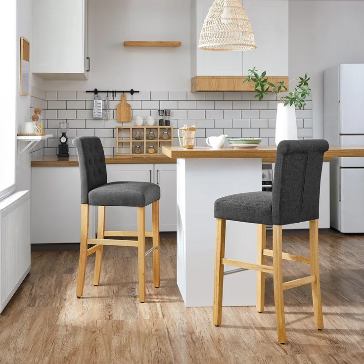 Hansiro 2er-Set Barstuhl Höhe 76 cm Grau