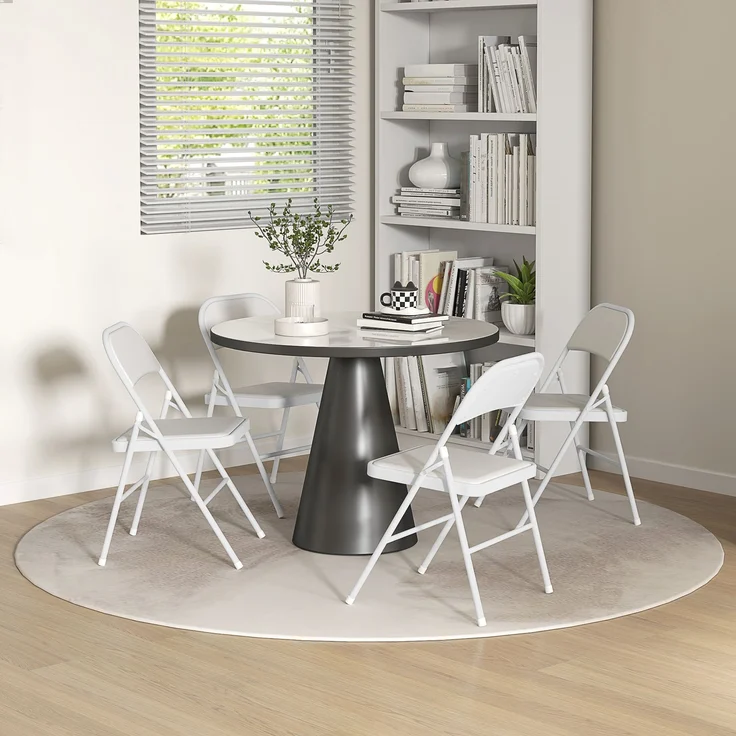 MELAYR, 4er-Set Klappstühle, Tragbare Bürostühle, Metallbeine, Faltstuhl für Büro, Empfang, 46 x 45 x 78 cm, Weiß – Bild 4