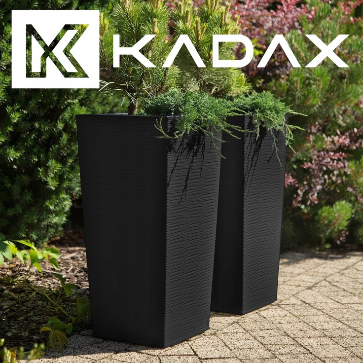 KADAX Blumentopf Blumentopf mit Einsatzabdeckung Blumenständer Hoch Garten Schwarz 39x75cm – Bild 5