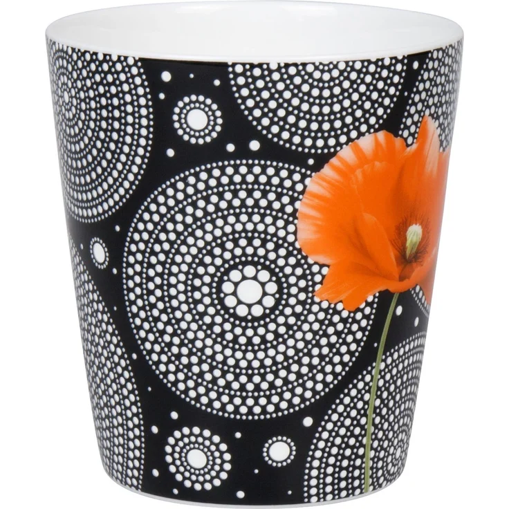 KÖNITZ 1152553055 Becher Wunderbar MOHN AUF SCHWARZ im Geschenkkarton - 600 ml aus Bone China Porzellan – Bild 6