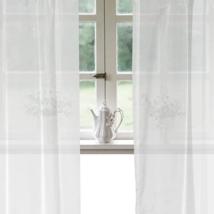 Haus und Deko Gardine Voile Dekoschal Gardine Emotion weiß Organza Vorhang Kräuselband weiß, Kräuselband (1 St), transparent, Polyester – Bild 2