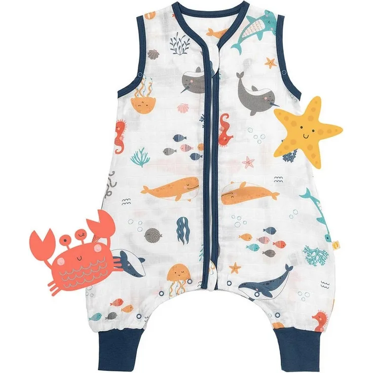 Schlummersack Kinderschlafsack, Musselin Schlafsack mit Füßen, 0.5 Tog OEKO-TEX zertifiziert