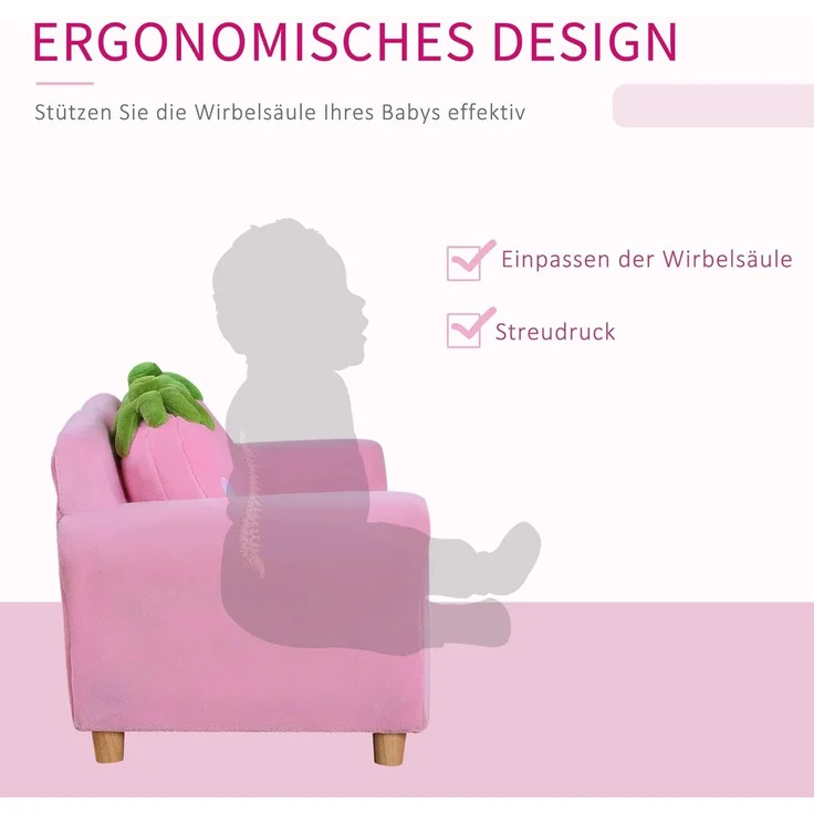 HOMCOM Sofa Kinder Erdbeersofa – Bild 4