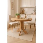 Moderner Esstisch – Rund, Ø90 cm, Eiche-Dekor, Ausziehbar auf 130 cm