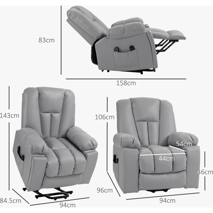 DESVIAE Sessel mit Aufstehhilfe und Massage 94x106x96 cm Metall Dunkelgrau – Bild 10