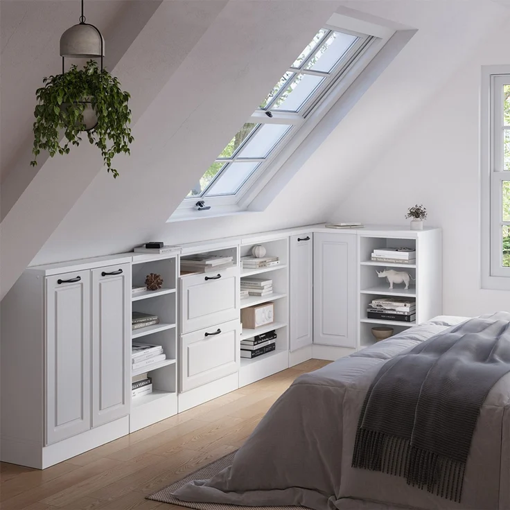 Eck-Küchenschrank für Dachschrägen R-Line Weiß Landhaus 75.6 cm mit 1 Tür Vicco – Bild 6