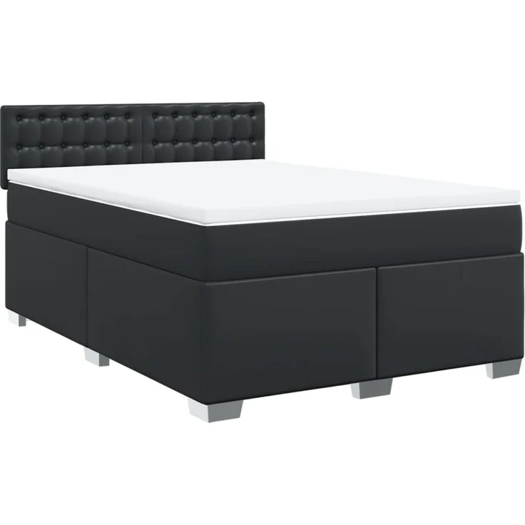 vidaXL Boxspringbett mit Matratze Schwarz 160x200 cm Kunstleder 3288428 – Bild 3