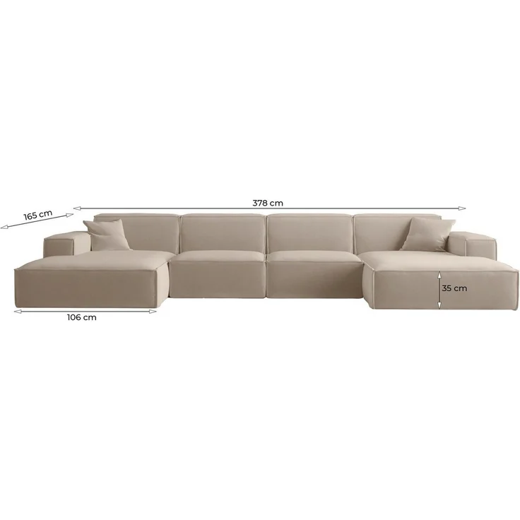 Wohnlandschaft Sofa U-Form CELES PREMIUM in Stoff Artico Creme – Bild 2