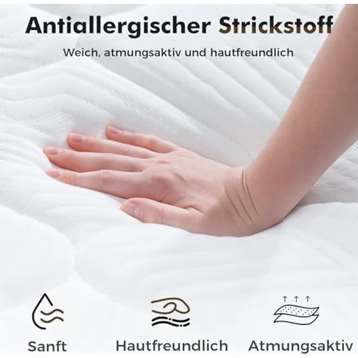 HOMAVO Matratze 90x200 cm 25cm Höhe 7-Zonen Taschenfederkernmatratze Orthopädische Federkernmatratze mit Memory-Schaum Schicht, Härtegrad H3 H4, CertiPUR-US Zertifiziert – Bild 5