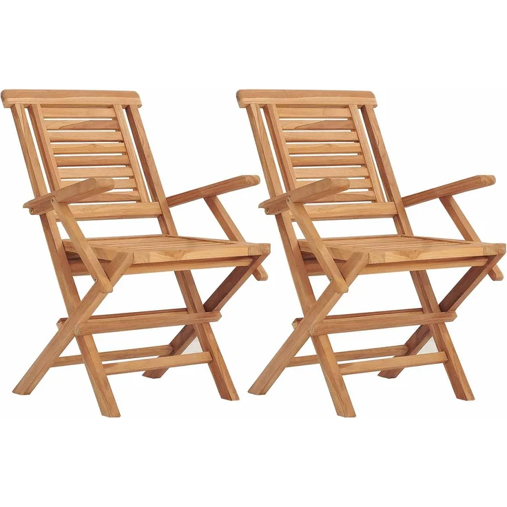 vidaXL 5-teiliges klappbares Garten-Bistro-Set Natur Massivholz Teak 3434112 – Bild 4