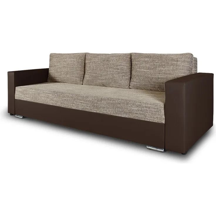Sofnet Schlafsofa 'Bird' mit Bettkasten, Spanplatte Braun/Beige, 233 x 87 x 82 cm