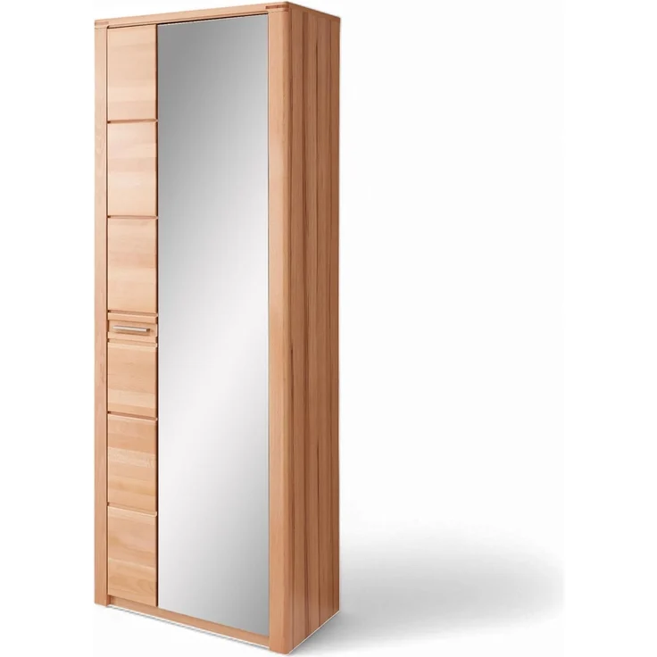 Stella Trading Nature ONE Garderobenschrank mit Spiegel in Kernbuche Teil-massiv FSC-Zertifiziert - Flurgarderoben Schrank mit viel Stauraum - 74 x 201 x 40 cm (B/H/T) – Bild 1