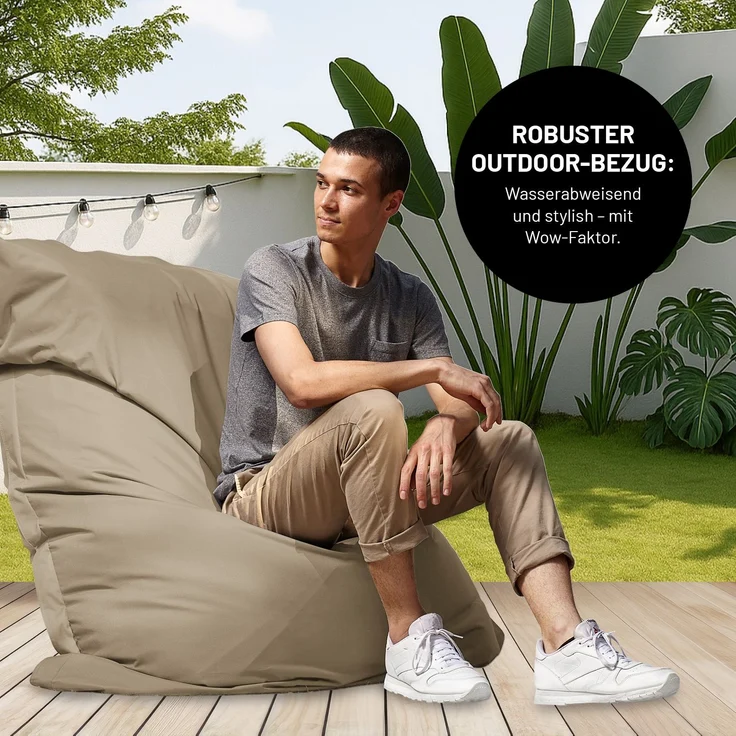 Lumaland Sitzsack Classic XXL All-in-One Set | Riesen Sitzsack XXL mit Cord & Outdoor Bezug für drinnen & draußen | Sofa Sessel mit im Innensack sicher verpackter EPS-Füllung – Hüllen Easy wechselbar – Bild 6