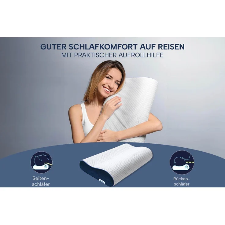 casimum Nackenstützkissen Orthopädisch mit atmungsaktivem Klimabezug, Füllung: Memory Foam, Bezug: Ohne, Seitenschläfer, Rückenschläfer, ergonomisches Nackenstützkissen, höhenverstellbar 60x30, ohne Bezug – Bild 2