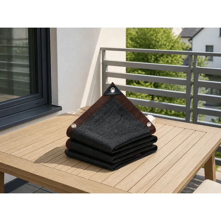 Sonnenschutznetz mit Ösen für Balkon und Terrasse Schwarz 2 x 10 m – Bild 2