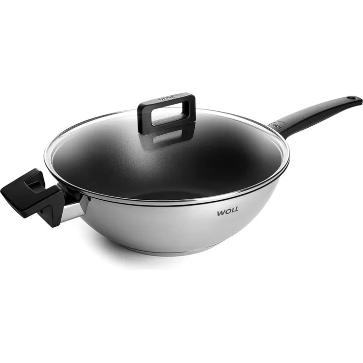 WOLL Wok Concept 33×14×54 cm – Edelstahl mit ILAG Ultimate Antihaftbeschichtung, 5 mm Kapselboden, Glasdeckel, induktionsgeeignet, ofenfest bis 200 °C & spülmaschinenfest