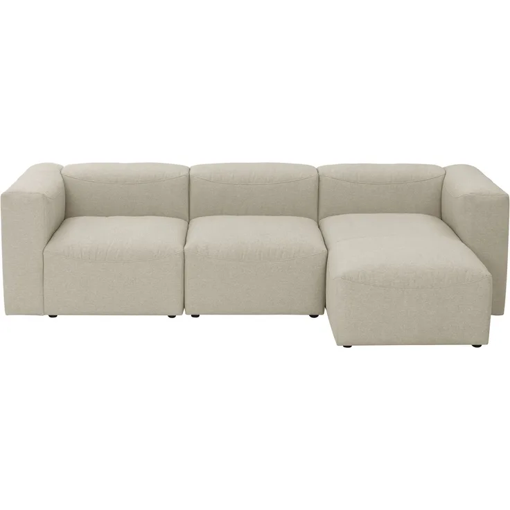 Sofa mit Longchair links Kattrina Flachgewebe creme