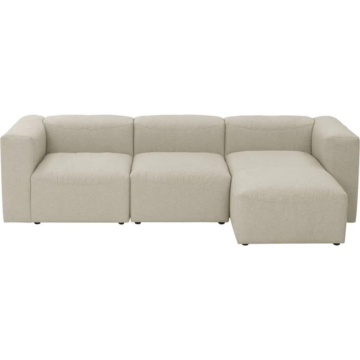 Sofa mit Longchair links Kattrina Flachgewebe creme – Bild 1