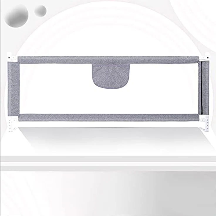 HUOLE höhenverstellbares Bettgitter -Kleinkind Bettschutzgitter Bettgitter Kinderbettgitter Babybettgitter Gitter Kinderbett Babybett Rausfallschutz-1,8 m – grau – Bild 2
