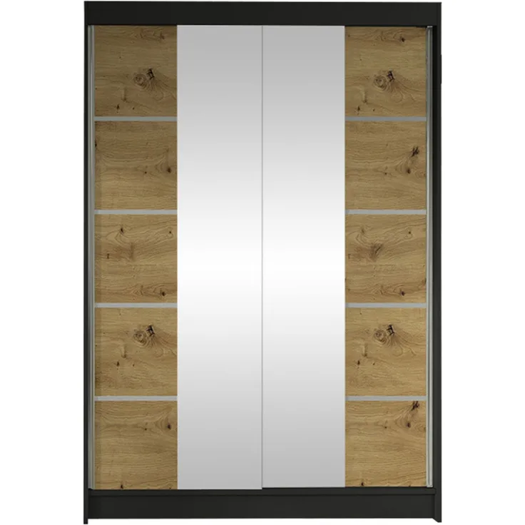 Kleiderschrank Lino V, ohne Beleuchtung, Farbe: Schwarz / Artisan Eiche