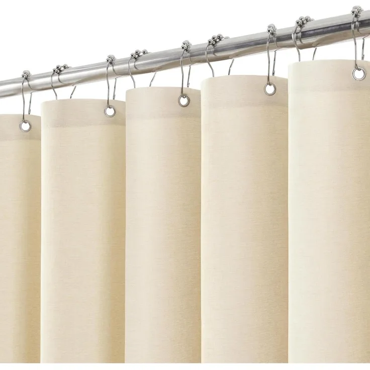 Leinen Duschvorhang Metallringe Anti Schimmel wasserdicht 182x214cm Beige