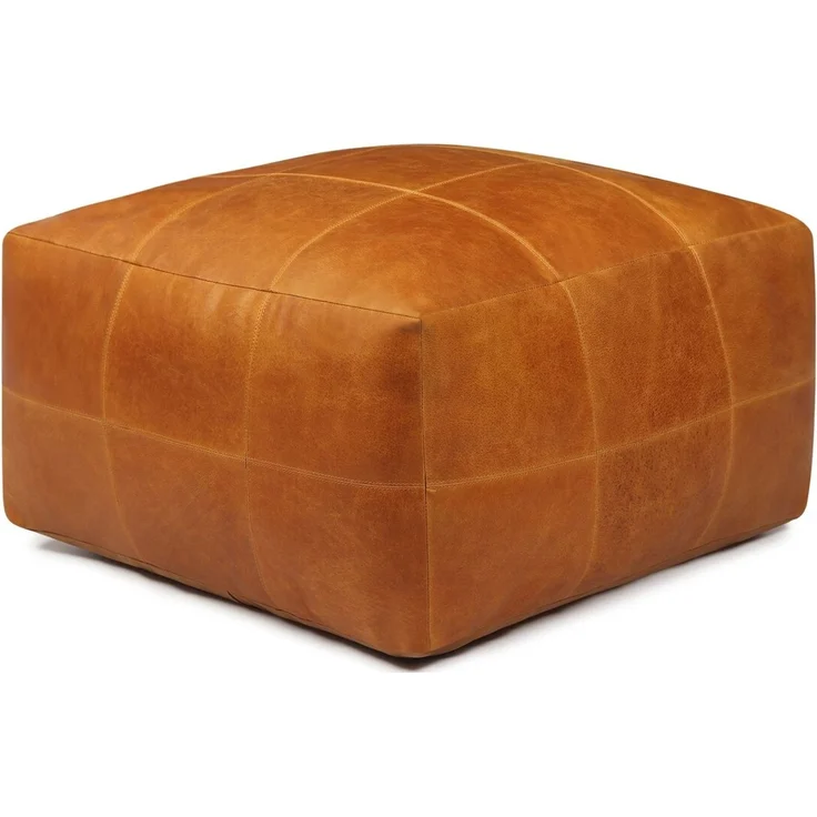 Pouf Anneta aus Leder 75x75 cm, Cognac – Bild 2