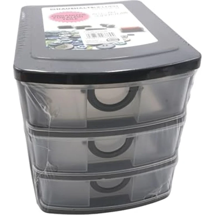 HAC24 Aufbewahrungsbox Schubladenbox Organizer Stapelbar Sortierbox Kleinteilebox (2 St), 19 x 14,5 x 16 cm, 3 Schubladen – Bild 3