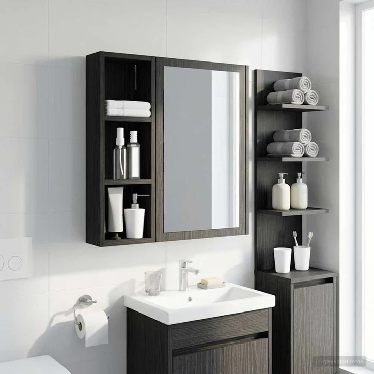 vidaXL Badezimmer-Wandschrank Schwarze Eiche 20 x 10 x 60,5 cm 889288 – Bild 5