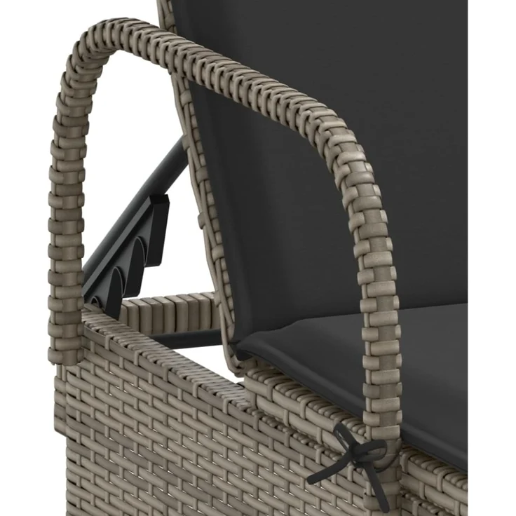 vidaXL Sonnenliege mit Rollen und Auflage Grau Poly Rattan 368310 – Bild 3