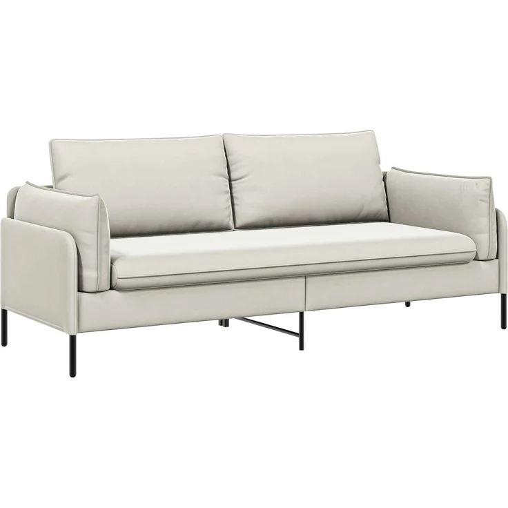 vidaXL 3-Sitzer-Sofa Creme 222 x 81 x 89 cm Samt 42048650 – Bild 2