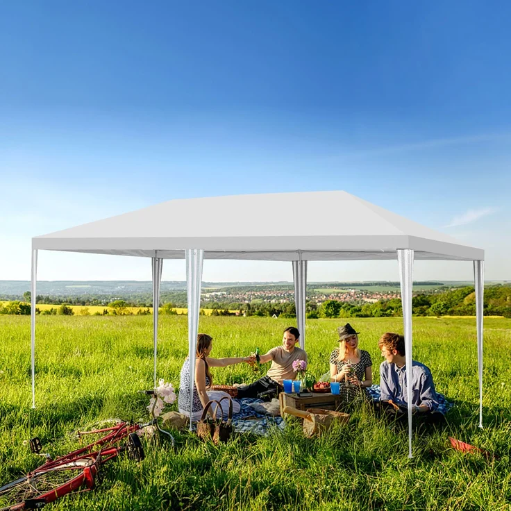 Eikuavons 3 x 6 m Garten Pavillon tragbares wasserdichtes Zelt mit Seitenteilen, weiß für Camping / Garten / Hochzeit / Strand,Polyethylen – Bild 5