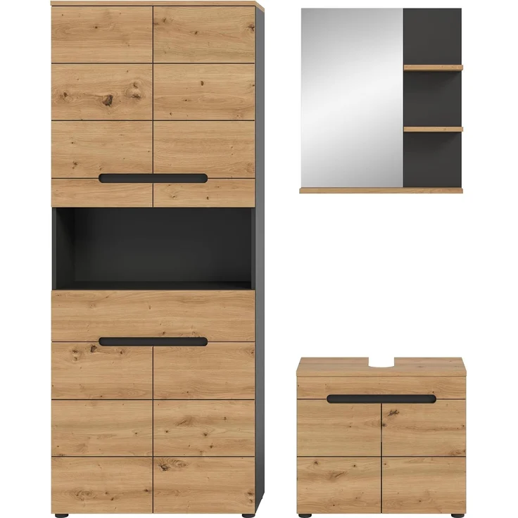 Xonox Canu Badkombination (B/H/T: 154x193x34 cm) in Basalt grau Nachbildung und Artisan Nachbildung – Bild 4