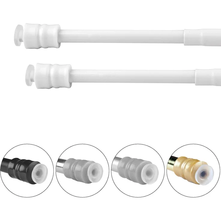 Bestlivings 2er Pack Gardinenstange zum Klemmen ohne Bohren, Klemmstange 100-140 cm, Weiß, Ø 10 mm, für Scheiben- & Bistrogardinen, Teleskopstange mit Schraubtechnik – Bild 5