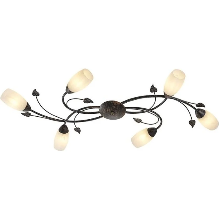 Deckenlampe, rostfarben, Glas alabaster, Blätter Design, B 106 cm – Bild 4
