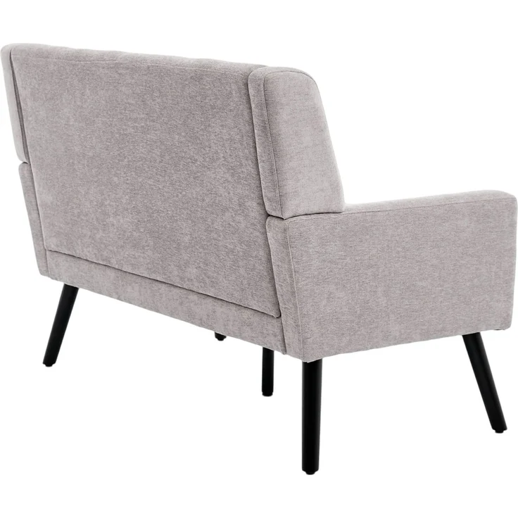 LVHOM 2-Sitzer Sofa aus Leinenstoff mit Knopfsteppung, Loveseat mit hochdichter Schaumstoffpolsterung und Massivholzbeinen, Stoffsofa für Wohnzimmer & Büro, bis 260kg, Hellgrau – Bild 8