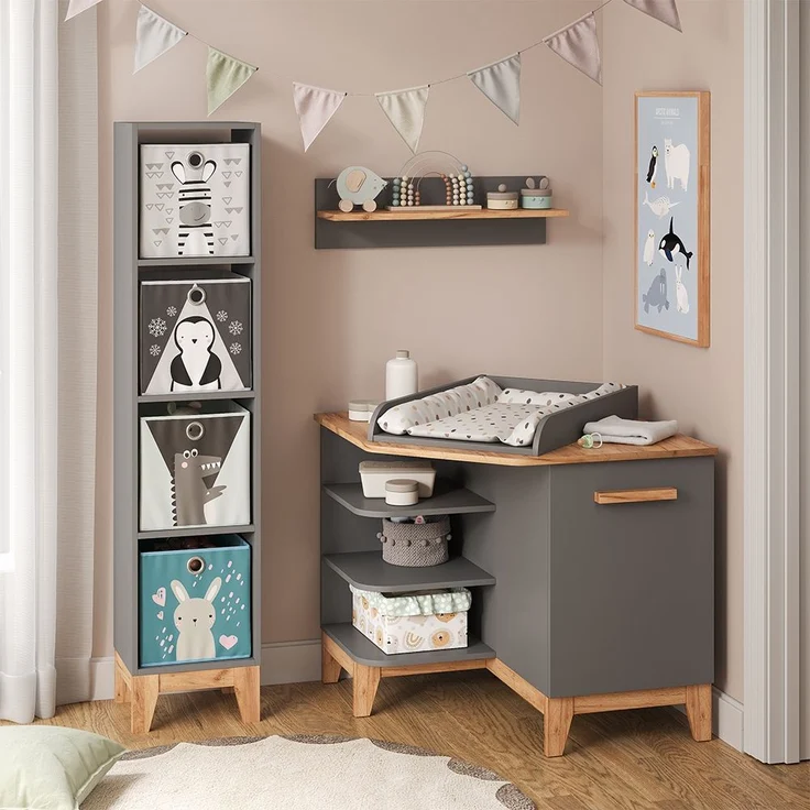 Wickelkommode Malia Grau/Artisan 85 x 85.2 cm mit Tür Vitalispa – Bild 3