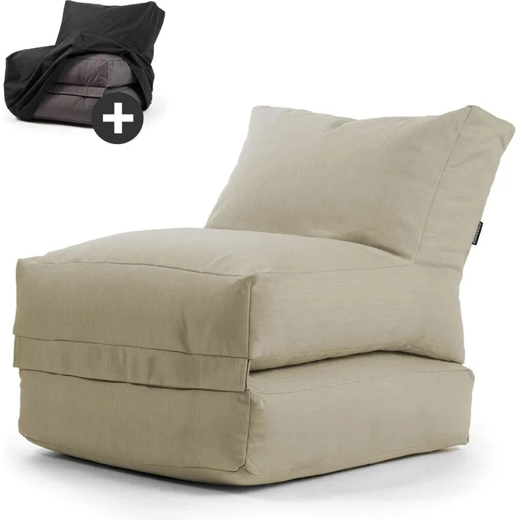 mokebo Sitzsack Der Summerdream (mit Schutzhülle), Sitzhocker Outdoor, Fußhocker, Hocker & Sitzkissen eckig Lichtgrau