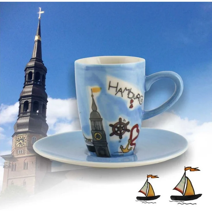 Mila Espressotasse Mila Keramik Espresso-Tasse mit Untere Motiv Hamburg, Keramik – Bild 4